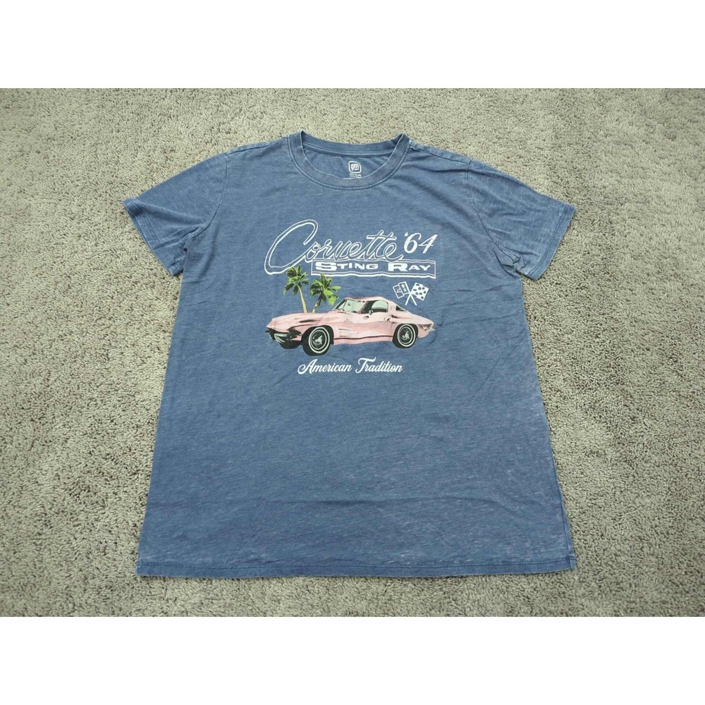 Corvette 64 Sting Ray T Shirt Mens Small Blue GM Hybrid Apparel American Car